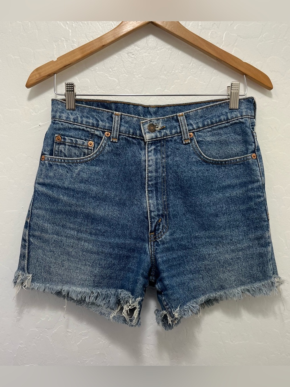 Vintage Levi's 505 0217 Cut Off Denim Shorts Button 359 Waist 28